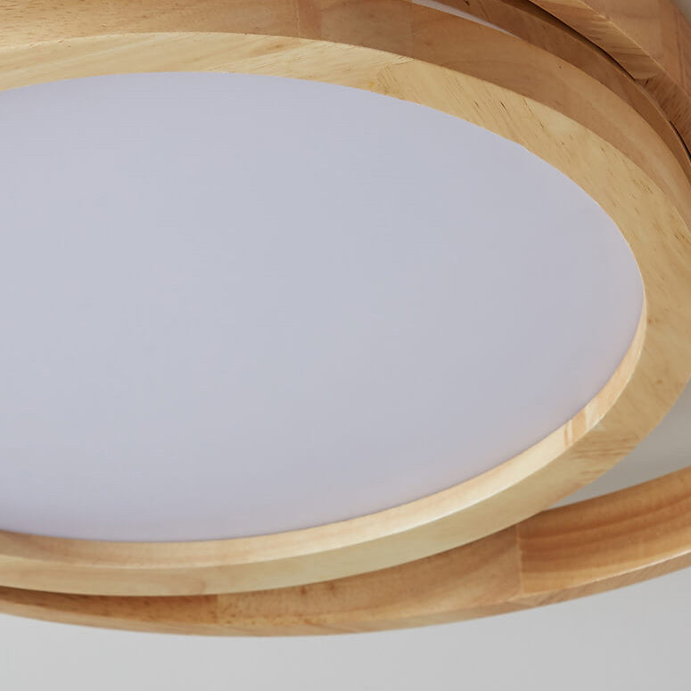 Minimalistische Log Houten Cirkel Ring Led Plafondlamp