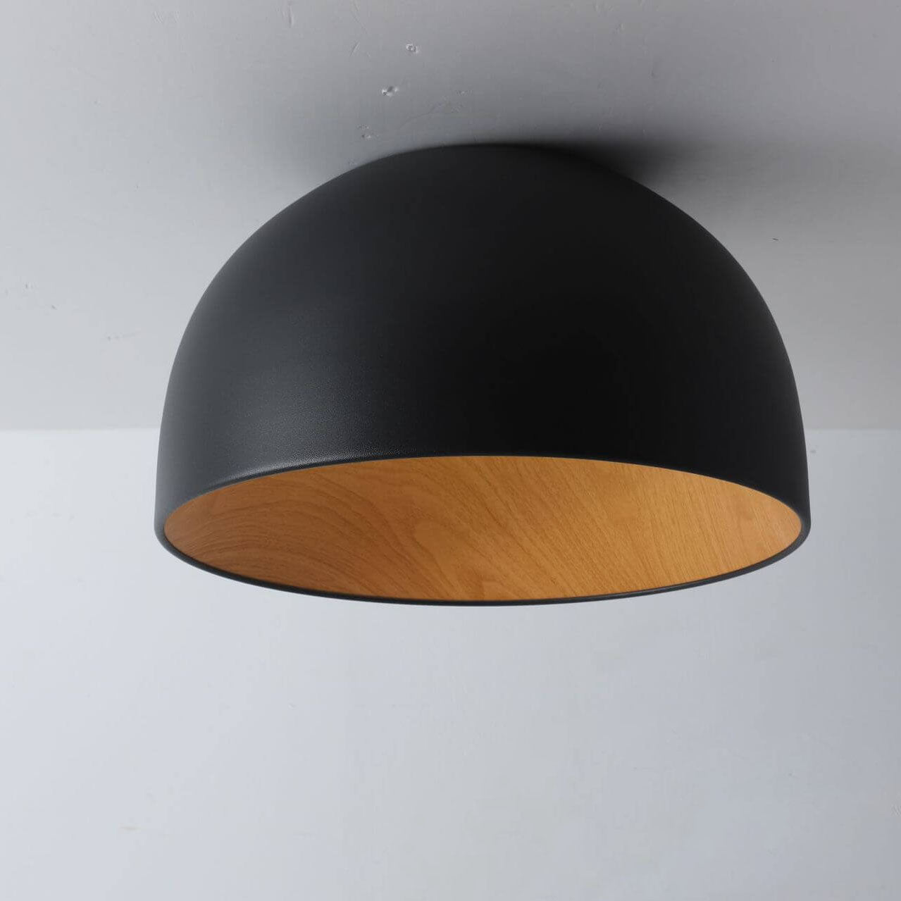 Minimalistische Houten Kom Ijzeren Led Plafondlamp