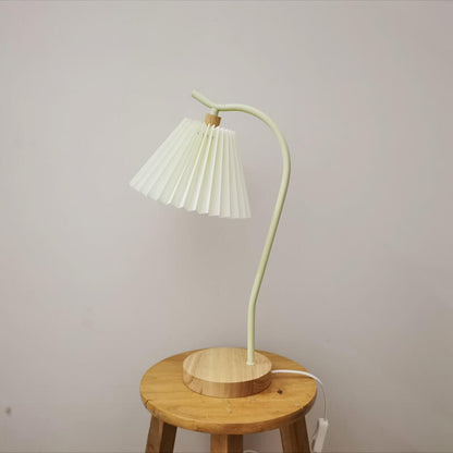 Europese Minimalistische Geplooide Massief Houten Tafellamp Met 1 Lichtpunt