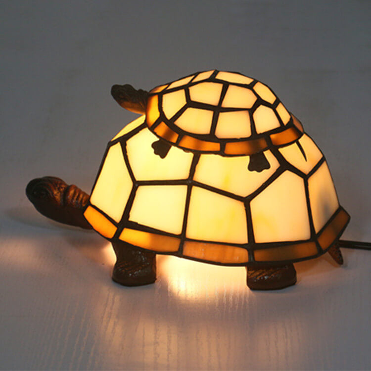 Europese Tiffany Turtle Glas-in-lood 1-lichts Nachtlampje Tafellamp