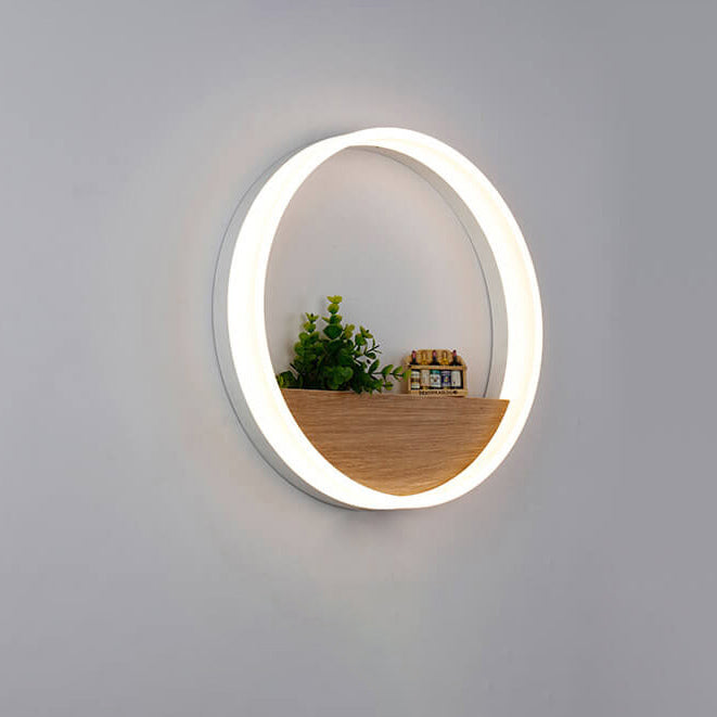 Creatieve Massief Houten Acryl Opslag Decoratie Ronde Led Wandlamp