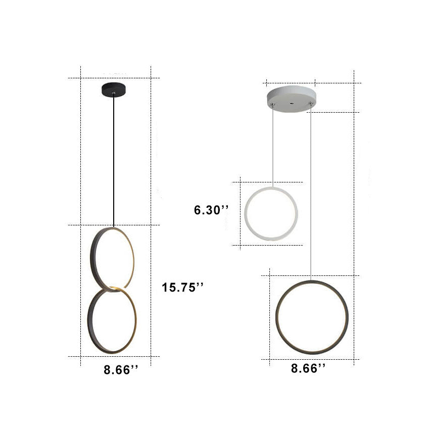 Minimalistische Cirkelvormige 1-Lichts Led Metalen Kap Hanglamp