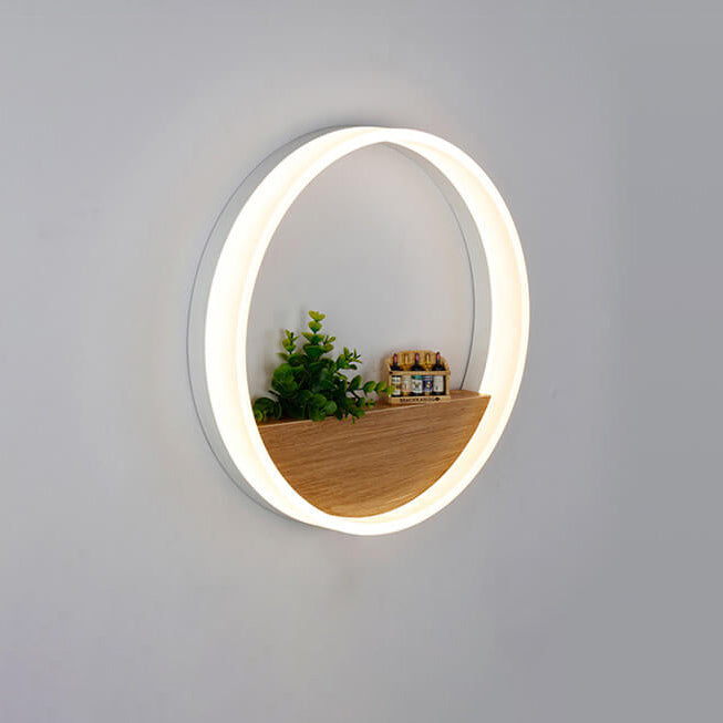 Creatieve Massief Houten Acryl Opslag Decoratie Ronde Led Wandlamp