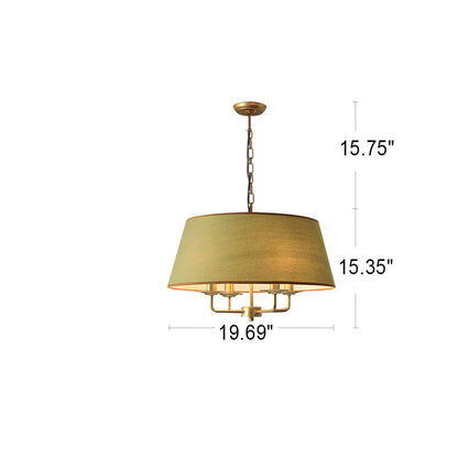 Europese Vintage Klassieke Ijzeren Stoffen Hanglamp Met 4 Lampen