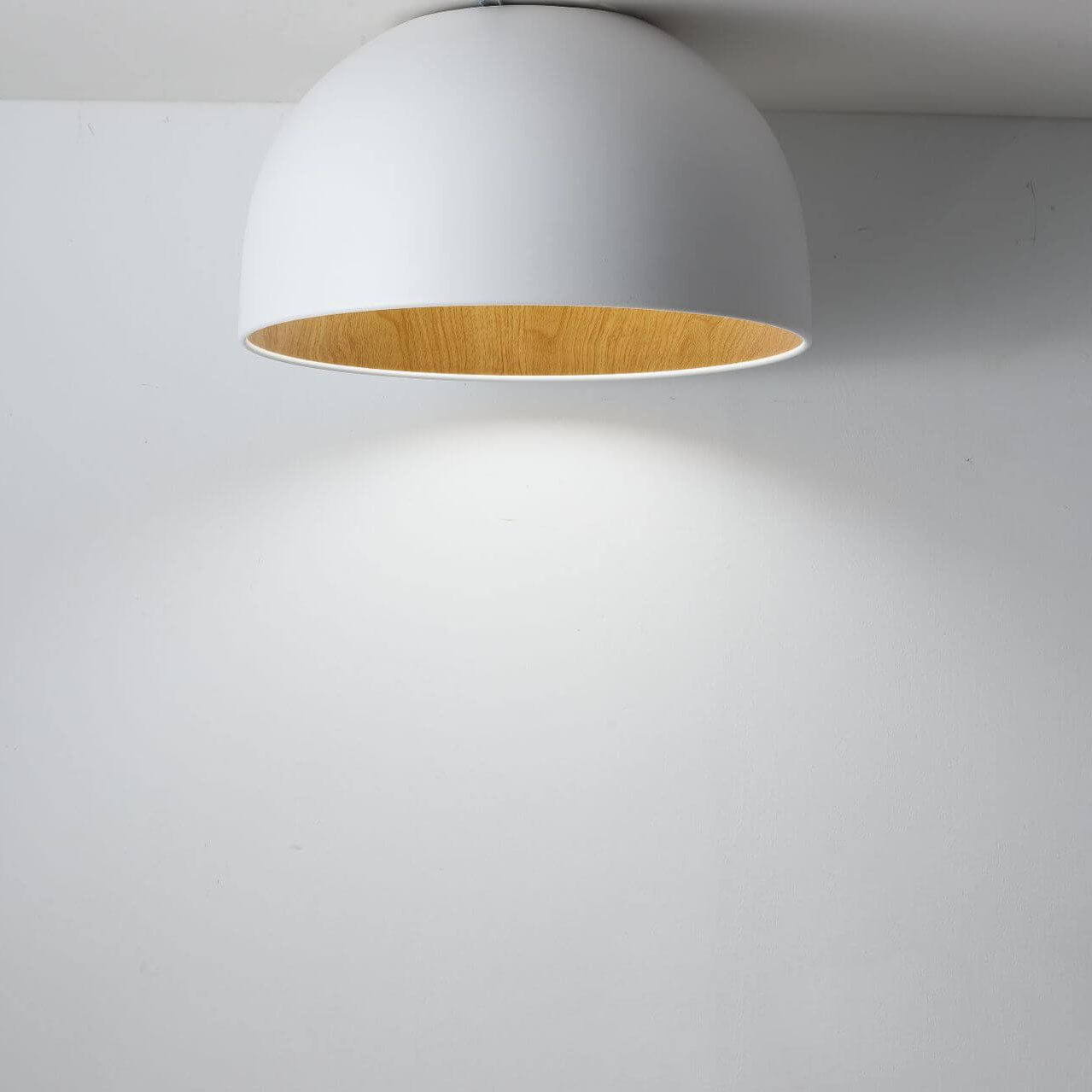 Minimalistische Houten Kom Ijzeren Led Plafondlamp