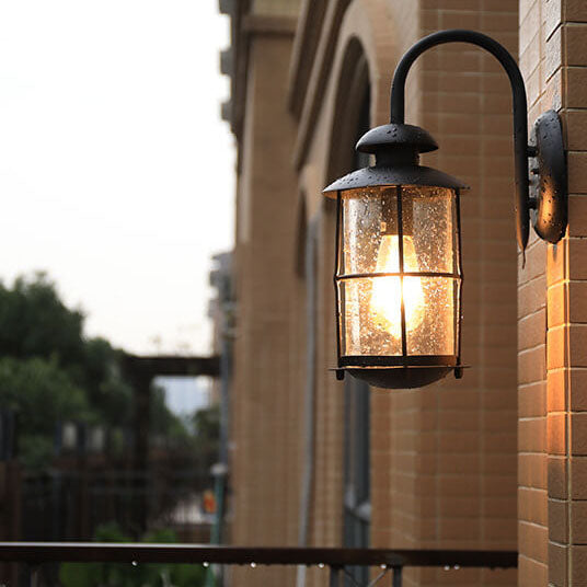 Europese Industriële Vintage Waterdichte Buitenwandlamp Van Ijzer En Glas Met 1 Lichtpunt