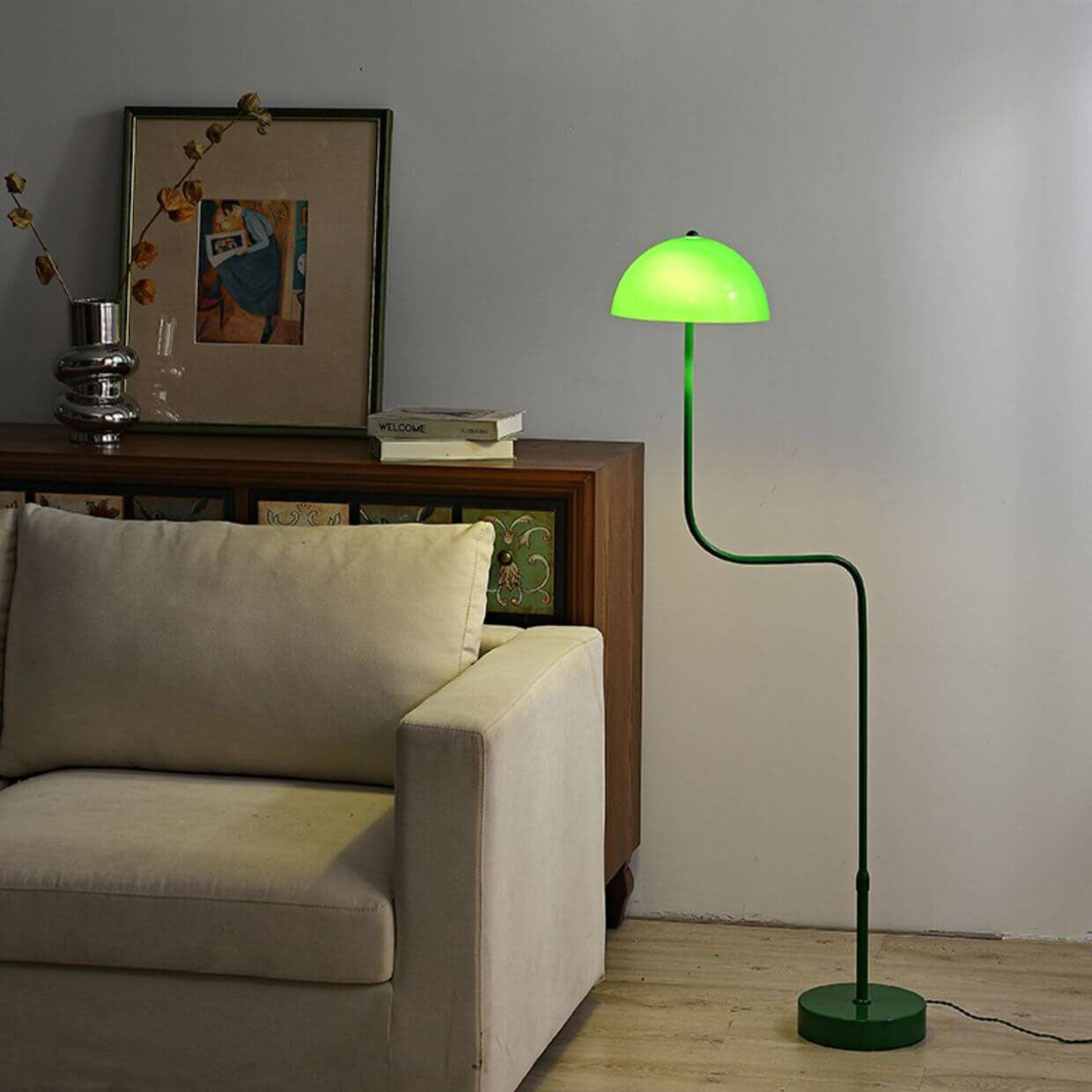 Moderne Scandinavische Ijzeren Glazen Koepel Opklapbare Staande Lamp Met 1 Lamp Voor Studie