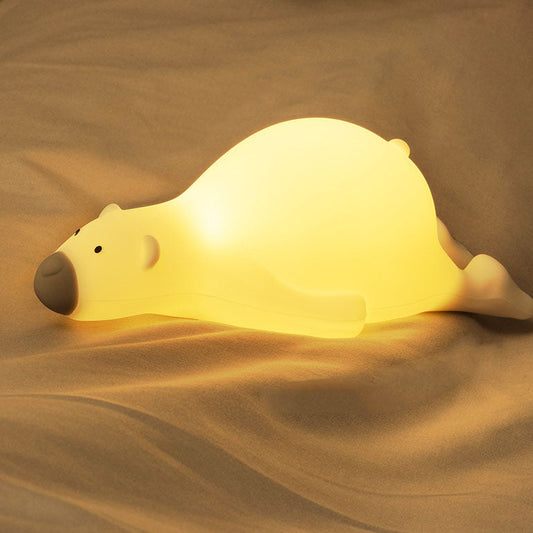 Creatieve Cartoon Lazy Bear Siliconen LED Nachtlampje Tafellamp