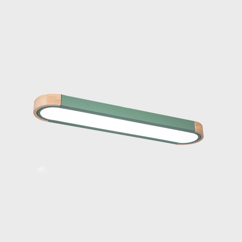 Moderne Scandinavische Lange Ovale Ijzeren Log Acryl Led Plafondlamp Voor Slaapkamer