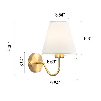 Europese Minimalistische Kegelvormige Stoffen Gebogen Arm 1-lichts Wandlamp