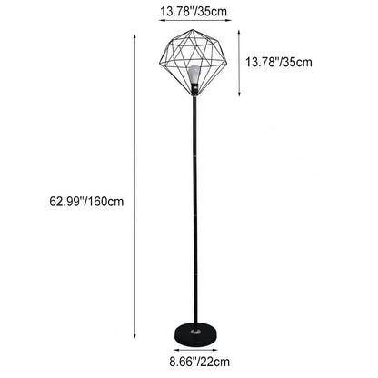 Hedendaagse Eenvoud Ijzeren Holle Diamantvorm 1-Lichts Staande Vloerlamp Voor Studie