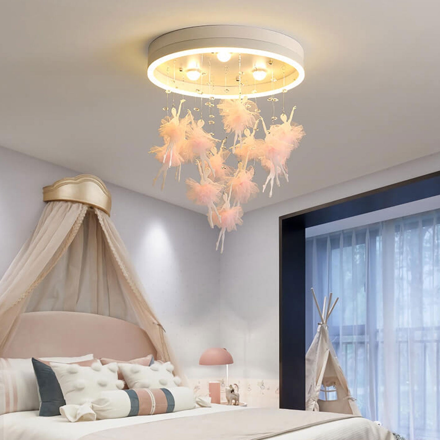 Moderne Creatieve Cartoon Ronde Vogel / Rok Hangende Led Plafondlamp