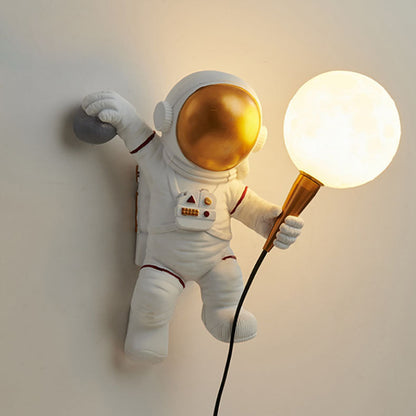 Hedendaagse Creatieve Cartoon Astronaut Hars Abs 1-Lichts Wandlamp Voor Slaapkamer