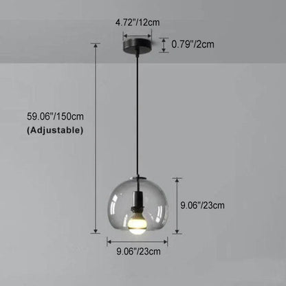 Minimalistische Rookgrijze 1-Lichts Mondgeblazen Glazen Koepelvormige Hanglamp