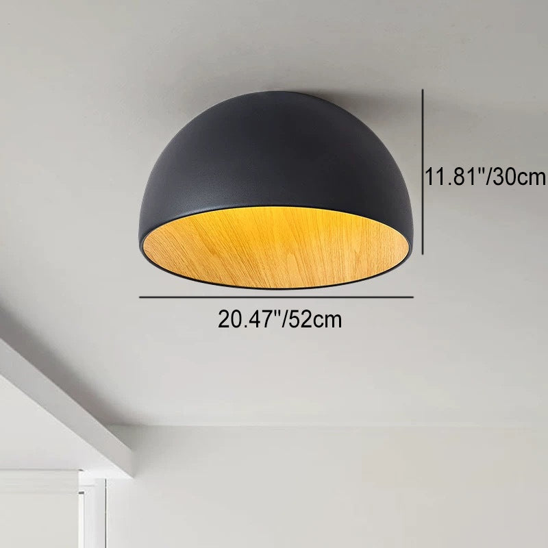 Minimalistische Houten Kom Ijzeren Led Plafondlamp