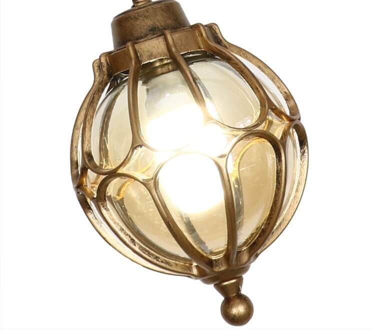 European Retro Spherical 1-Light Outdoor Waterproof Pendant Light