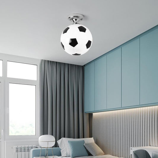 Creatieve Basketbal Voetbal Glazen 1-Lichts Semi-Flush Montage Plafondlamp