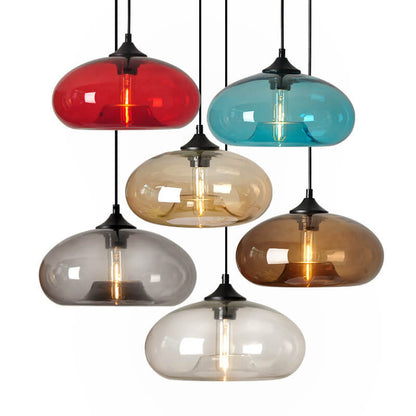 Creatieve Ovale Hanglamp Met 1 Licht Gemaakt Van Gekleurd Glas