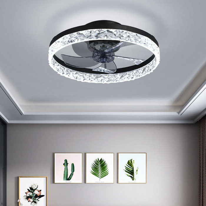 Moderne Cirkelvormige Ring Led Semi-Inbouw Plafondventilatorlamp