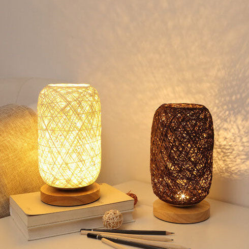 Creatieve Twine Rattan Ball LED Dimbare Decoratieve Nachtlamp Tafellamp