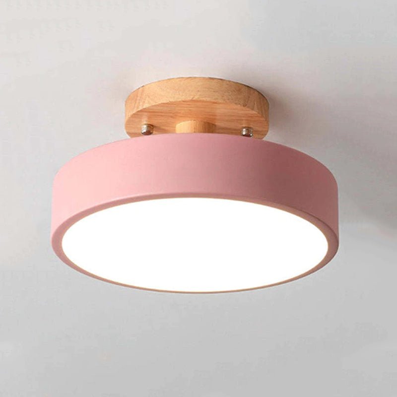 Moderne Led-plafondlamp Gemaakt Van Hout