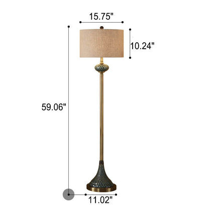 Europees Licht Luxe Met Plaat Keramische Hardware Stoffen 1-lichts Staande Vloerlamp