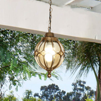 European Retro Spherical 1-Light Outdoor Waterproof Pendant Light