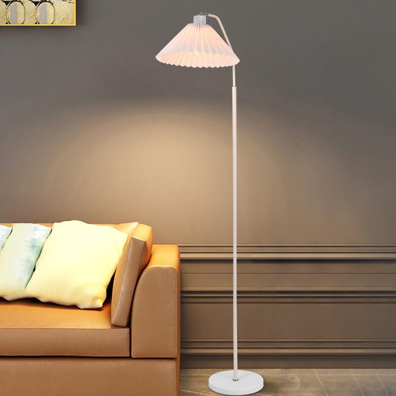 Minimalistische Stoffen Geplooide Kap 1-Lichts Staande Vloerlamp