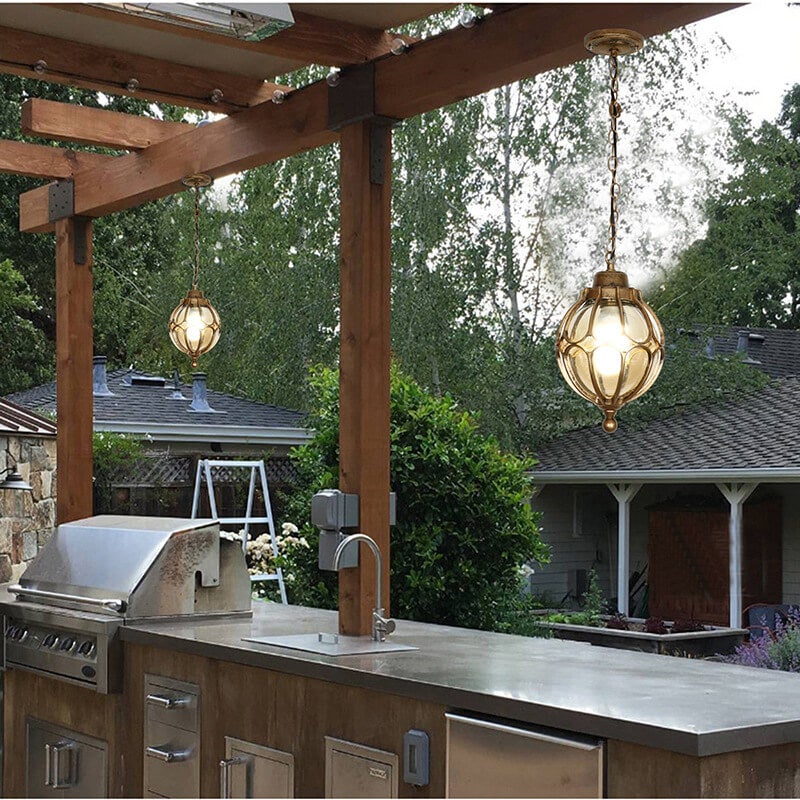 European Retro Spherical 1-Light Outdoor Waterproof Pendant Light