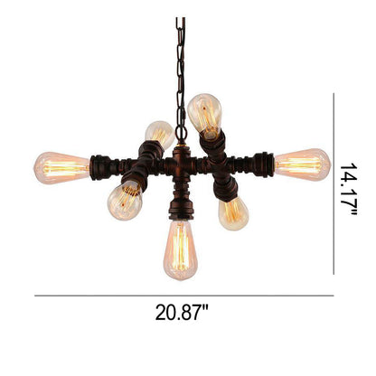 Industriële Ijzeren Waterleidingontwerp 7-Lichts Kroonluchter