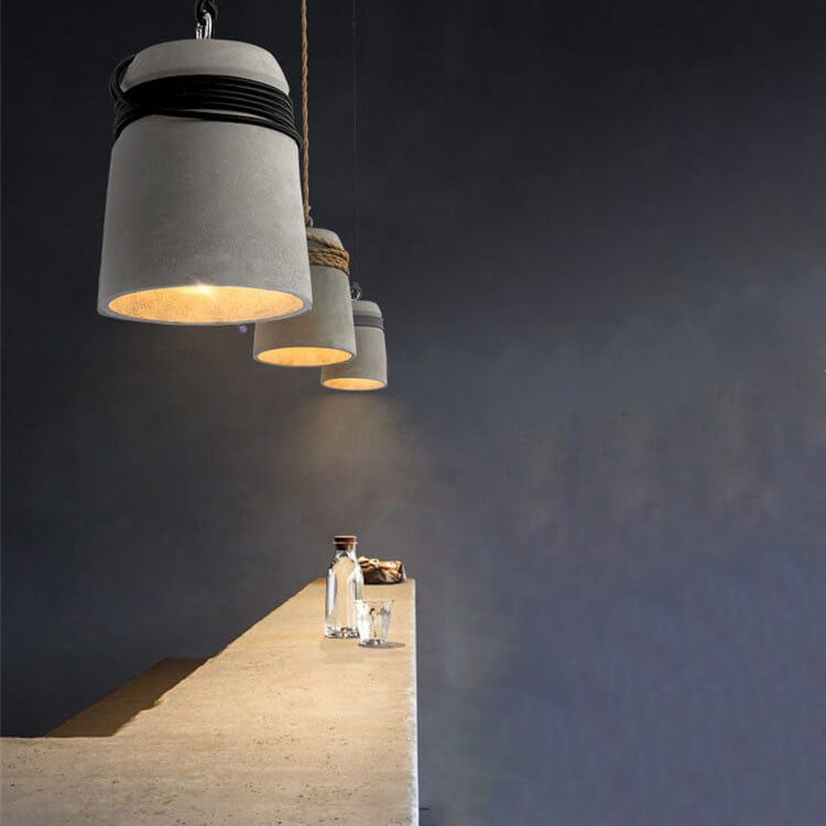 Industriële Cement Kolom Touw Draad 1-Lichts Hanglamp