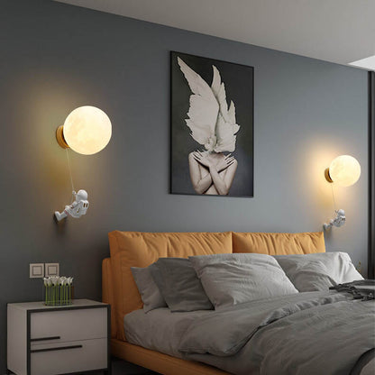 Creatieve Moon Astronaut 1-lichts Led Wandlamp