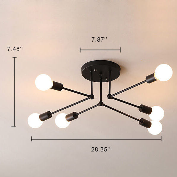 Industriële Concise Lineaire 6/8-Lichts Semi-Flush Mount Verlichting