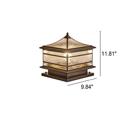 Europees Buiten Messing Glas Vierkant 1/2 Licht Waterdicht Pilaar Landschapslicht