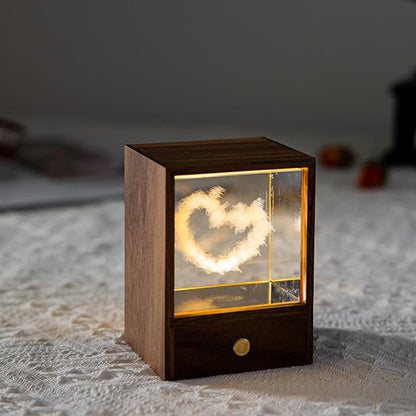 Creatieve Houten Doos Led Nachtlampje Decoratieve Touch Dimbare Tafellamp