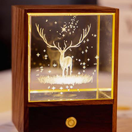 Creatieve Houten Doos Led Nachtlampje Decoratieve Touch Dimbare Tafellamp