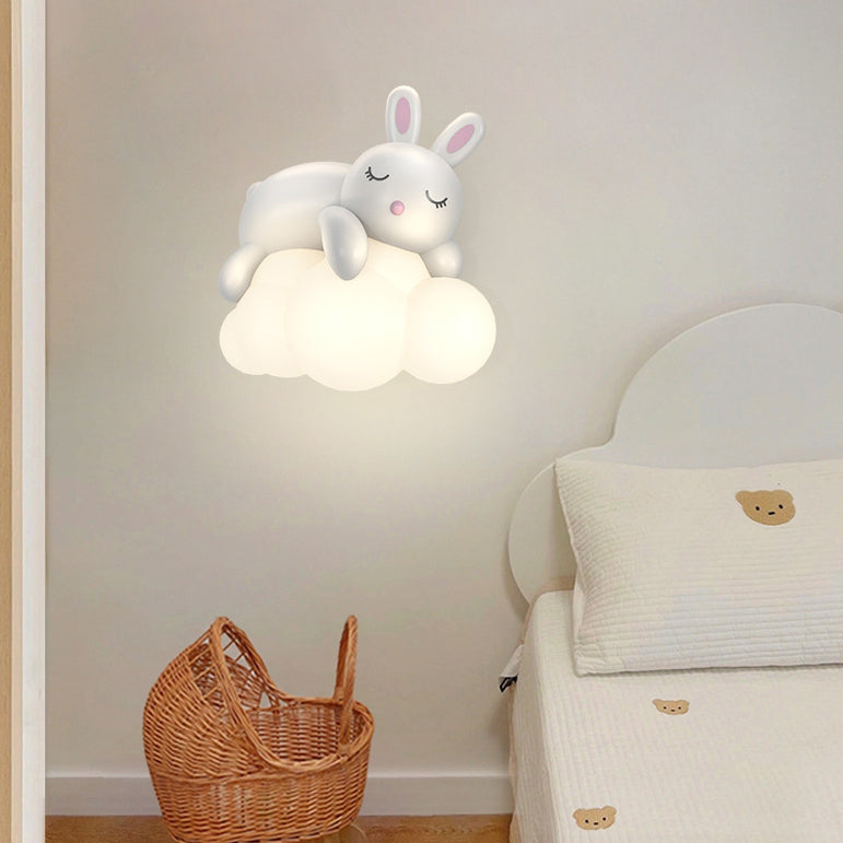 Hedendaagse Nordic Kids Resin Pe Beer Konijn Led Wandlamp Lamp Voor Slaapkamer