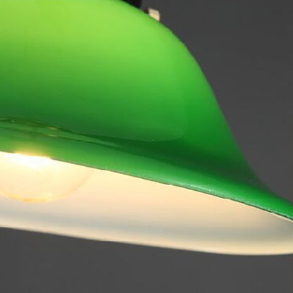 Hedendaagse Retro Smaragdgroene Uitlopende Glazen Kap 1-Lichts Hanglamp Voor Eetkamer