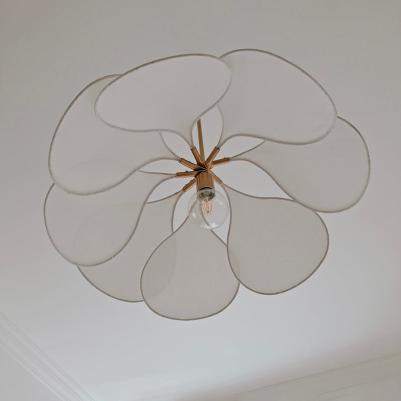 Hedendaagse Boho Petal Stoffen Lampenkap 1-Lichts Hanglamp Voor Woonkamer