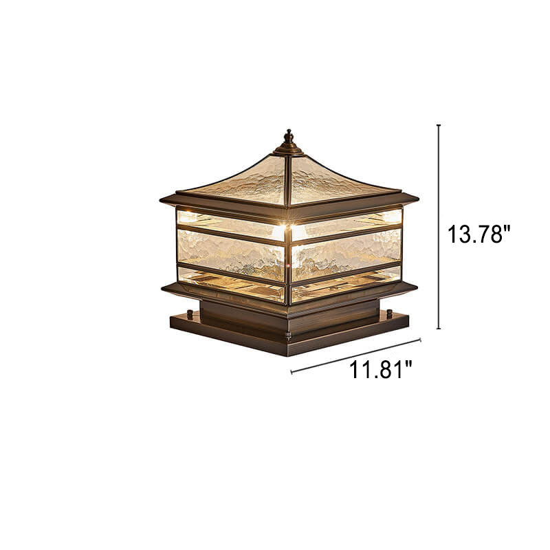 Europees Buiten Messing Glas Vierkant 1/2 Licht Waterdicht Pilaar Landschapslicht
