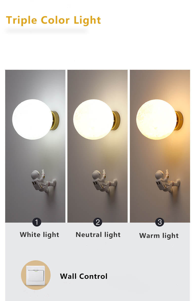 Creatieve Moon Astronaut 1-lichts Led Wandlamp