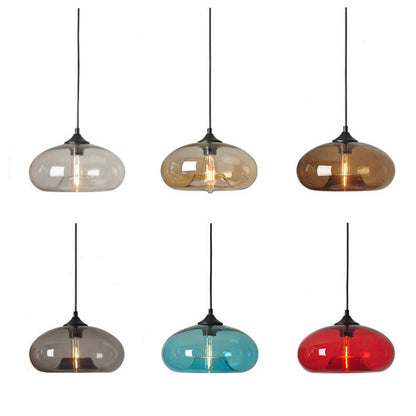 Creatieve Ovale Hanglamp Met 1 Licht Gemaakt Van Gekleurd Glas