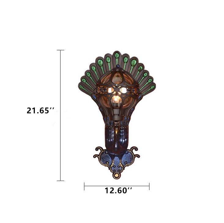 Europese Vintage Pauw 1-Lichts Buiten Waterdichte Wandlamp