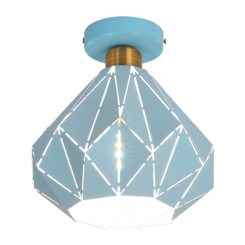 Moderne Creatieve Diamond Dome 1-Lichts Macaron Semi-Inbouw Plafondlamp