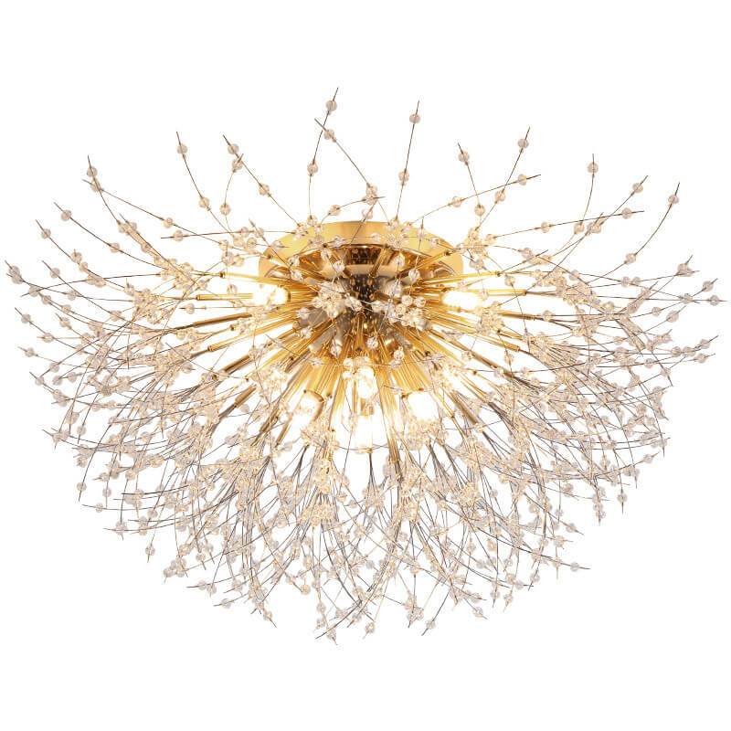 Moderne Creatieve Paardenbloem Kristal 5/6/8 Lichts Semi-Flush Montage Plafondlamp