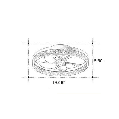 Moderne Cirkelvormige Ring Led Semi-Inbouw Plafondventilatorlamp