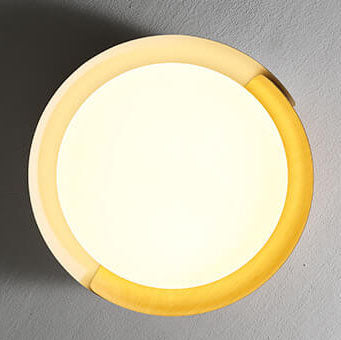 Minimalistische Ronde Kom Met Houtnerf Led Plafondlamp