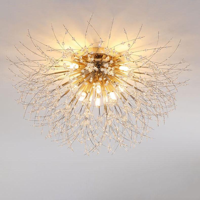 Moderne Creatieve Paardenbloem Kristal 5/6/8 Lichts Semi-Flush Montage Plafondlamp