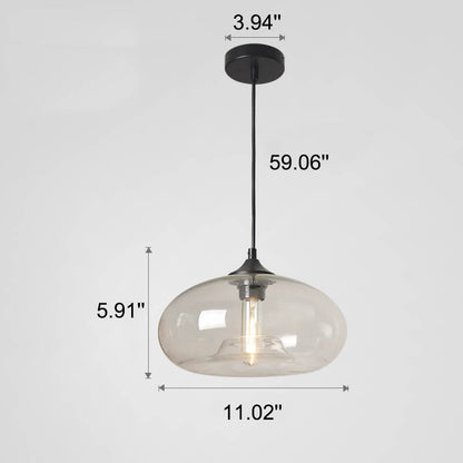 Creatieve Ovale Hanglamp Met 1 Licht Gemaakt Van Gekleurd Glas