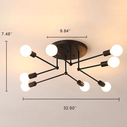 Industriële Concise Lineaire 6/8-Lichts Semi-Flush Mount Verlichting